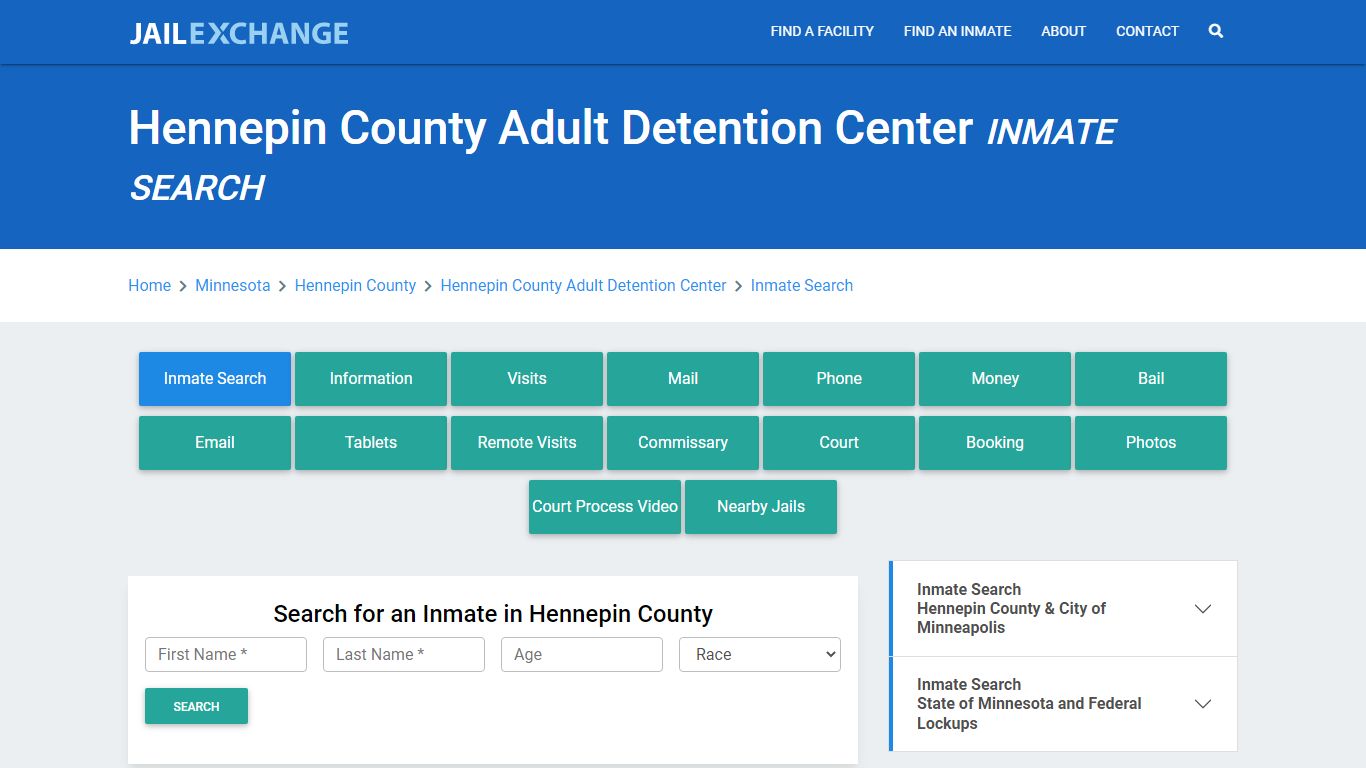 Hennepin County Adult Detention Center Inmate Search