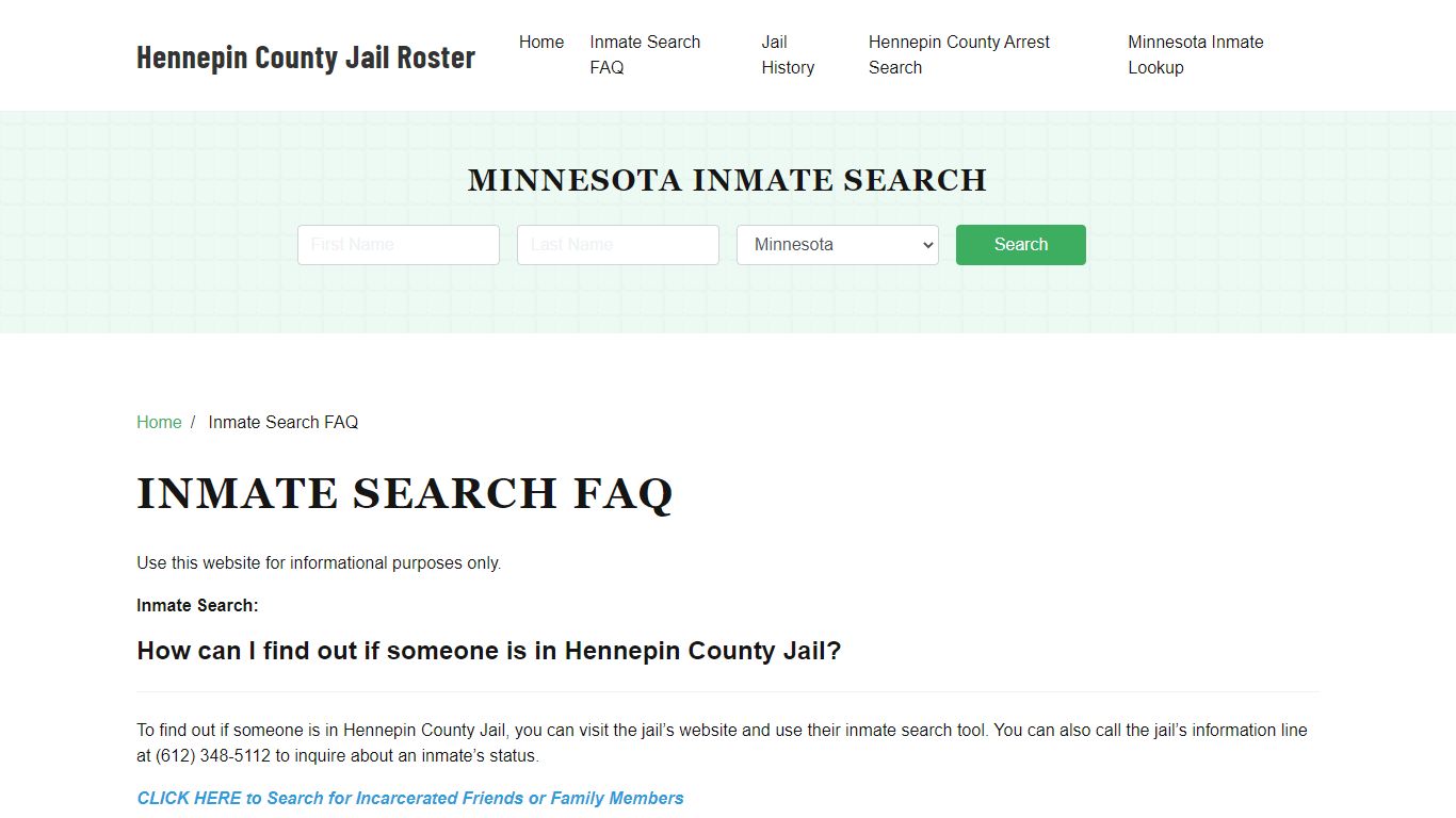 Inmate Search FAQ - Hennepin County, MN